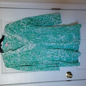 Lilly Pulitzer Green Beaded Sarasota Tunic Bungle in the Jungle Pattern Size L